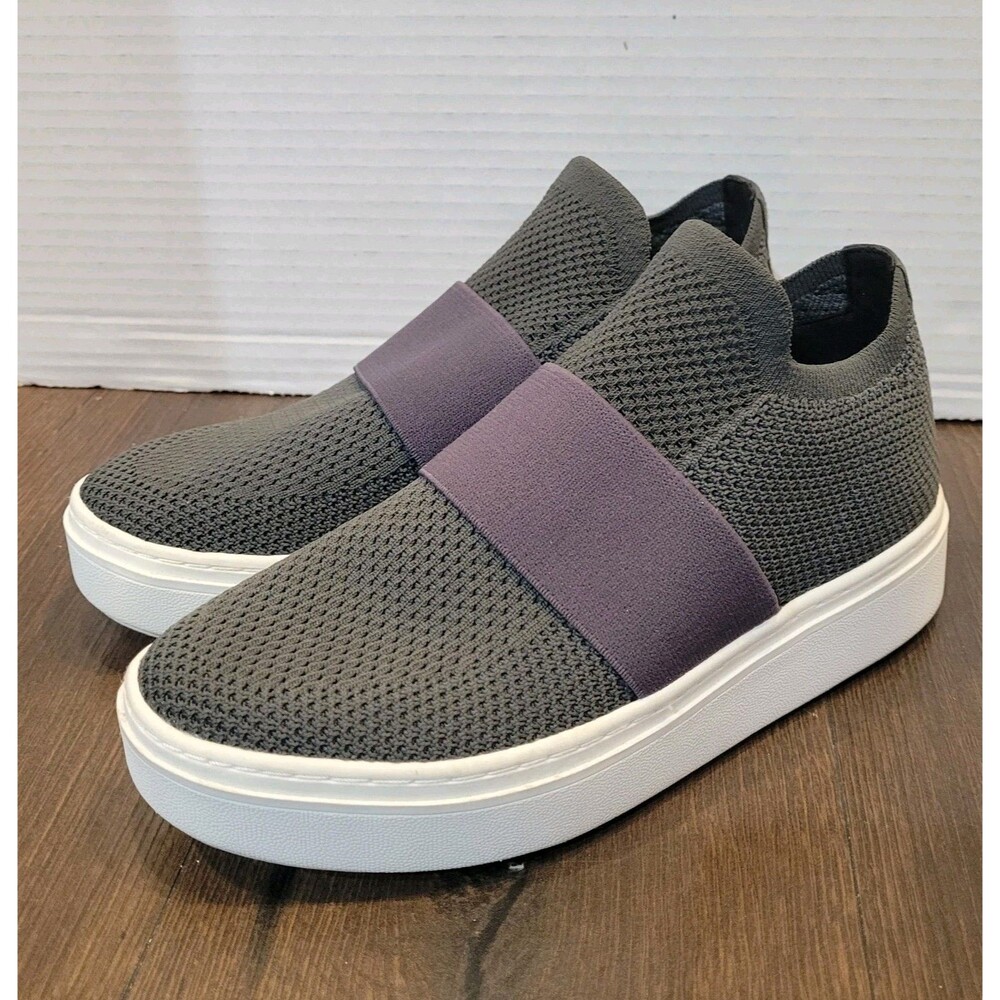 EILEEN  FISHER  WOMEN'S  PARI  PLATFORM  SNEAKER  KNIT  SLIP-ON  SHOE GRAY 5.5